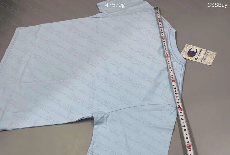 2 Champion Shirts, with Blue Size Measurements 9