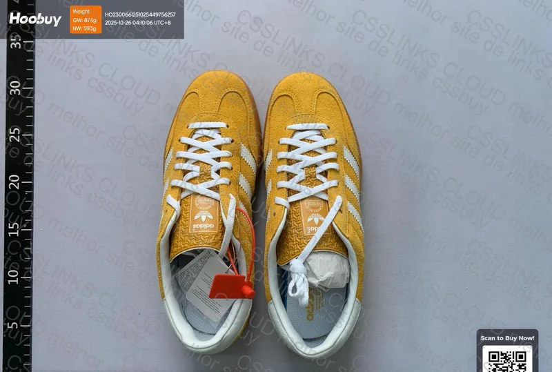 Adidas Samba White and Yellow 2