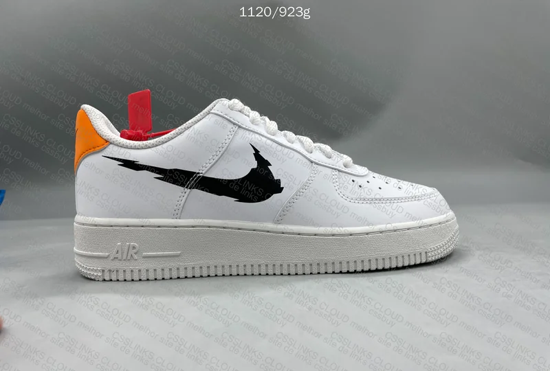 Air Force 1 Low '07 - Glitch Swoosh White Orange 4