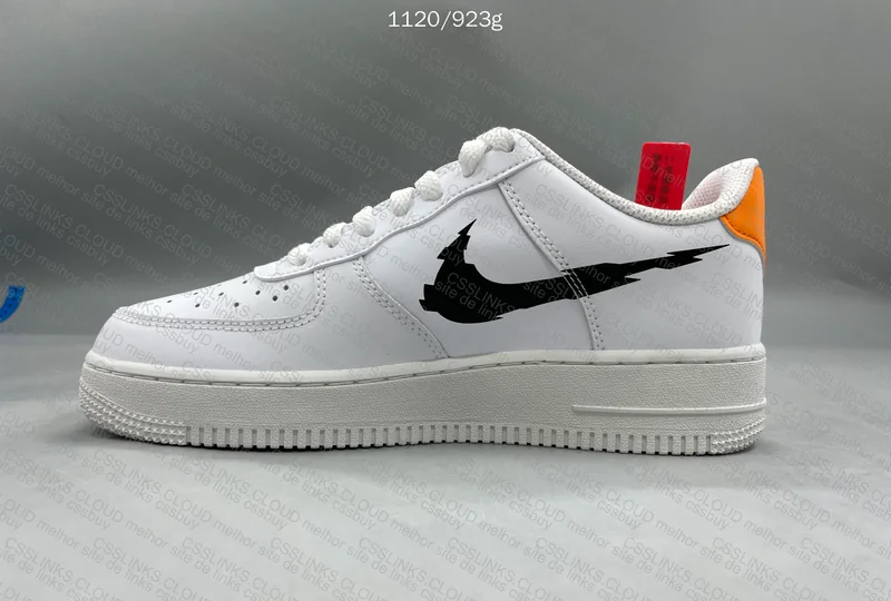 Air Force 1 Low '07 - Glitch Swoosh White Orange 5