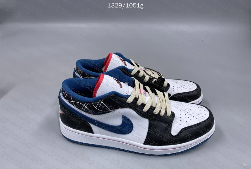 Air Jordan 1 Low Black, White & Blue Embroidery
