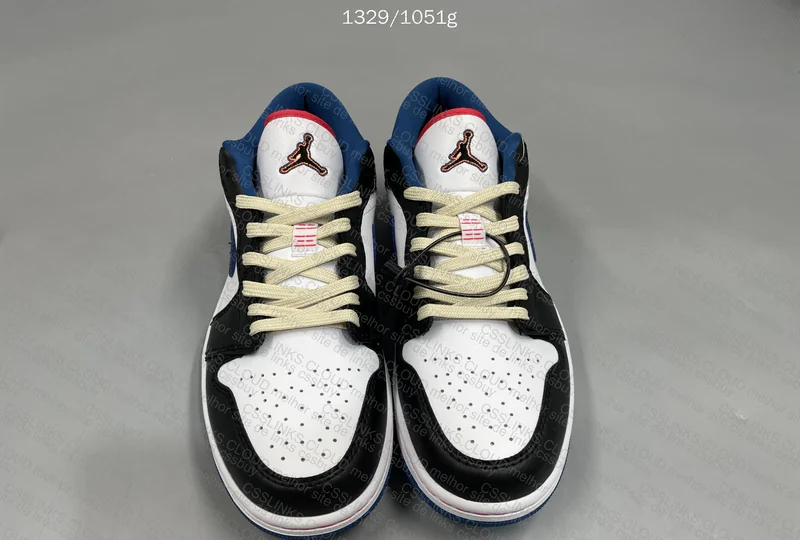 Air Jordan 1 Low Black, White & Blue Embroidery 2