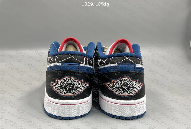 Air Jordan 1 Low Black, White & Blue Embroidery 3