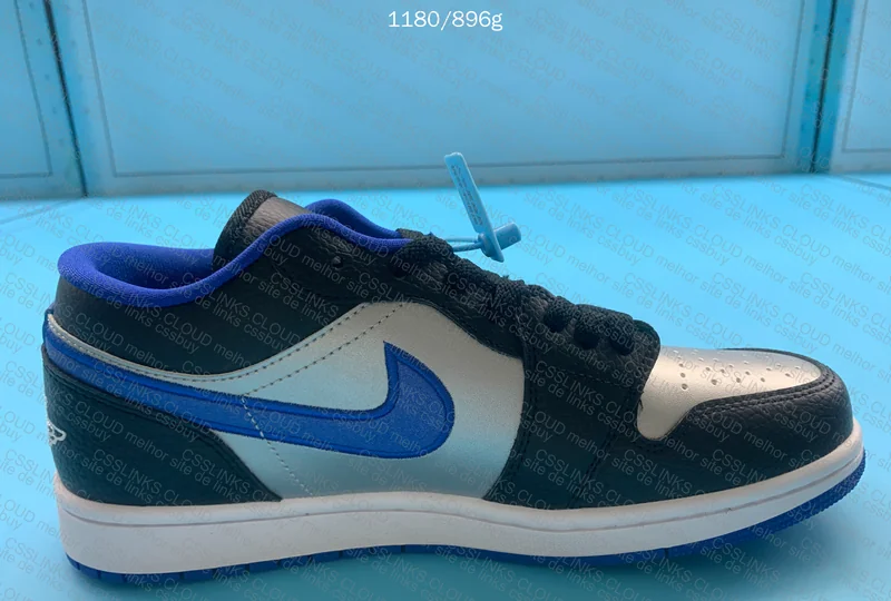 Air Jordan 1 Low Black White Game Royal Platinum 2