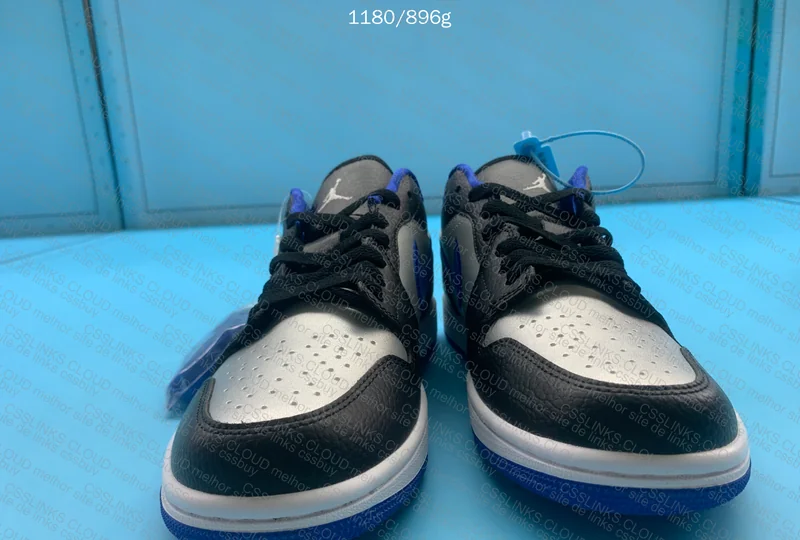 Air Jordan 1 Low Black White Game Royal Platinum 5