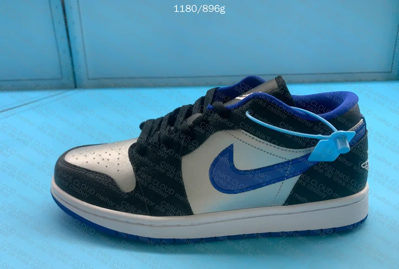 Air Jordan 1 Low Black White Game Royal Platinum 7