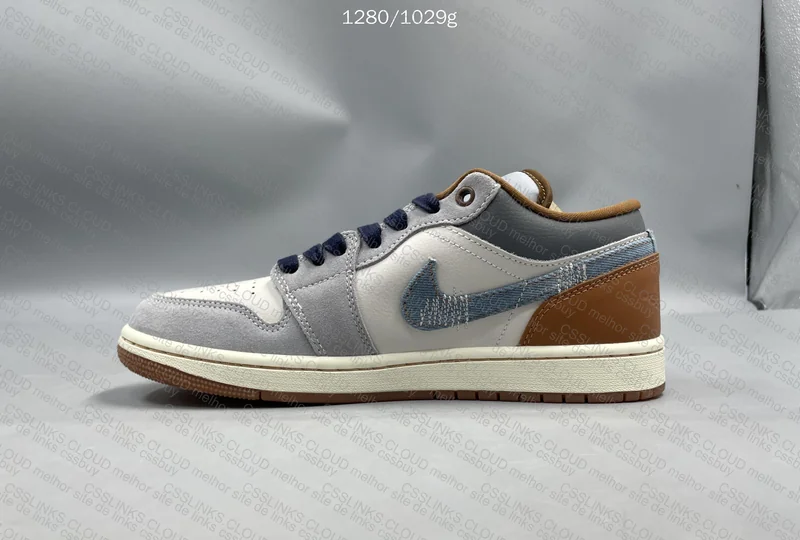 Air Jordan 1 Low SE Phantom Repaired Denim Swoosh 5