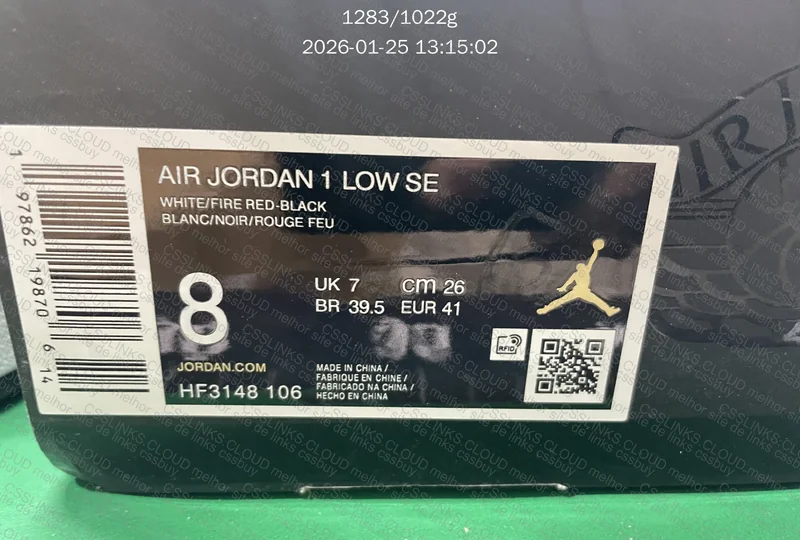 Air Jordan 1 Low SE - White/Fire Red-Black 5