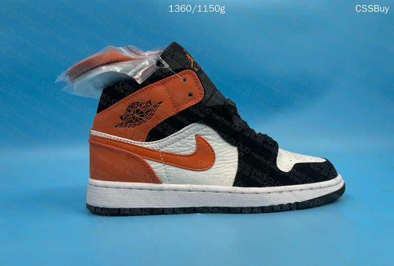 Air Jordan 1 Mid SE Black Starfish White Noir 4
