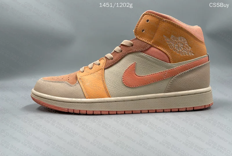AJ1 Mid Apricot + AJ1 Low (All White) 6