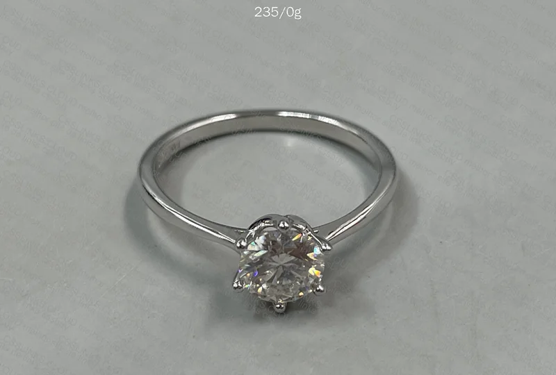 925 Silver Ring Plated in White Gold with Moissanite Gem (JustinLuxury) 3