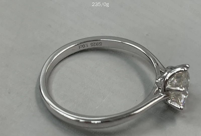 925 Silver Ring Plated in White Gold with Moissanite Gem (JustinLuxury) 4