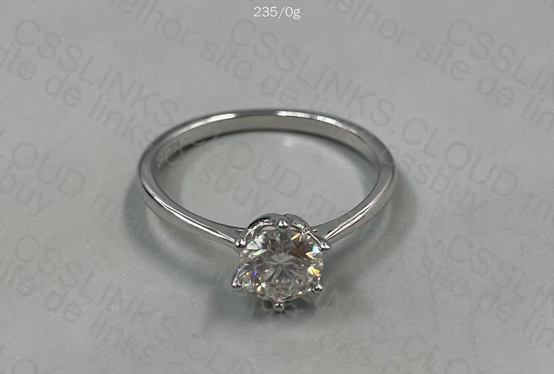 925 Silver Ring Plated in White Gold with Moissanite Gem (JustinLuxury) 5