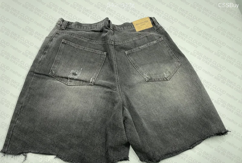 Balenciaga Black Distressed Denim Shorts 5