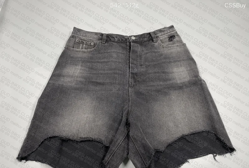 Balenciaga Black Distressed Denim Shorts