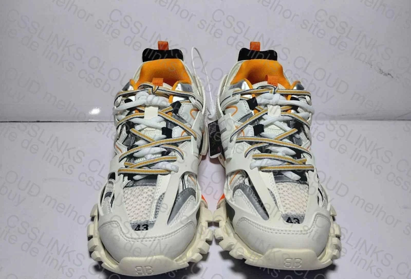 Balenciaga Men's Track White Orange - Led on 4