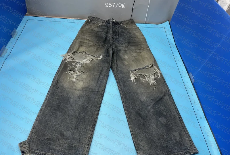 Balenciaga Mud Destroyed Baggy Jeans