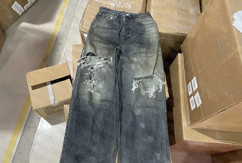 Balenciaga Mud Destroyed Baggy Jeans 6