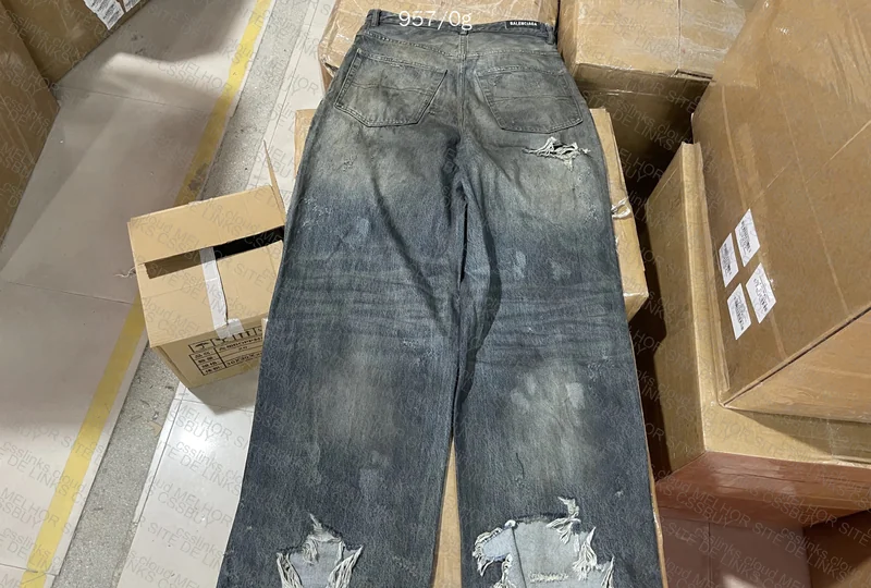 Balenciaga Mud Destroyed Baggy Jeans 7