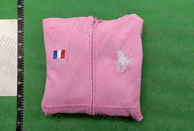 Balenciaga Distressed Pink Polo Zip Up 22fw
