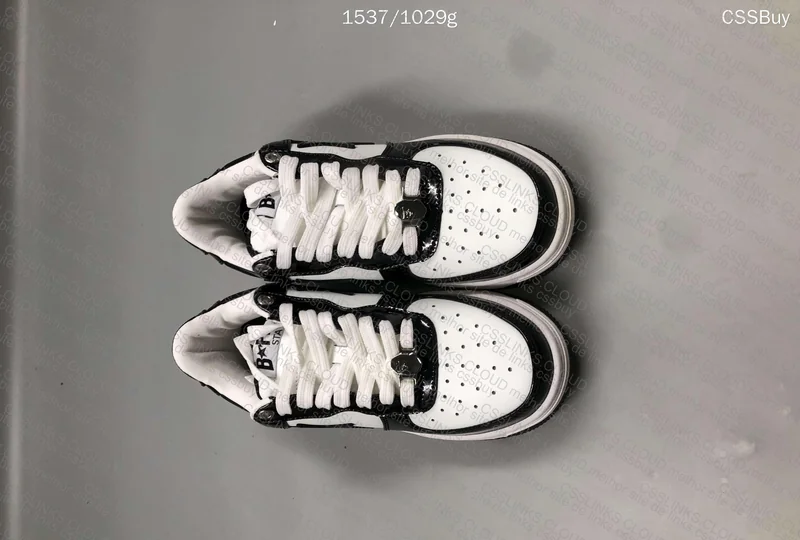 Bapesta Black and White Patent Leather