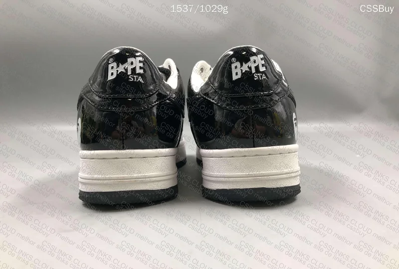 Bapesta Black and White Patent Leather 2
