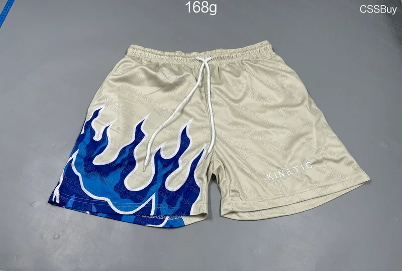 Beige and Blue Kinetic Shorts 3