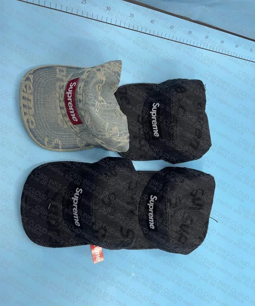 Supreme Flayed Logo Denim Camp Cap