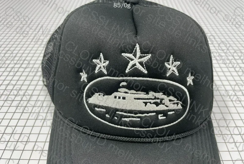 Corteiz 5 Star Black Trucker Cap