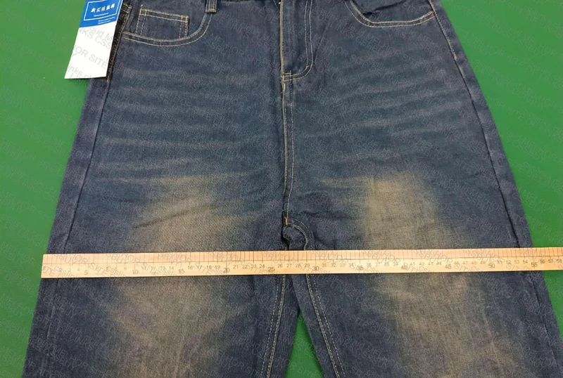 Blue Vintage Baggy Pants with Measurements 8