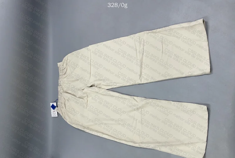 Beige Straight Polyester Pants 2