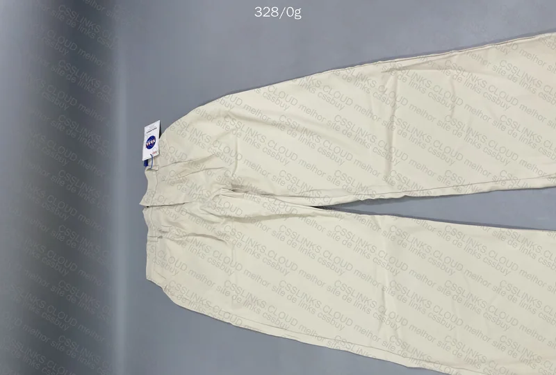 Beige Straight Polyester Pants 3