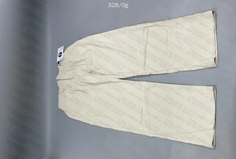 Beige Straight Polyester Pants 4