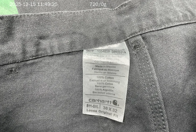 Carhartt Pants (with Measurements) 2