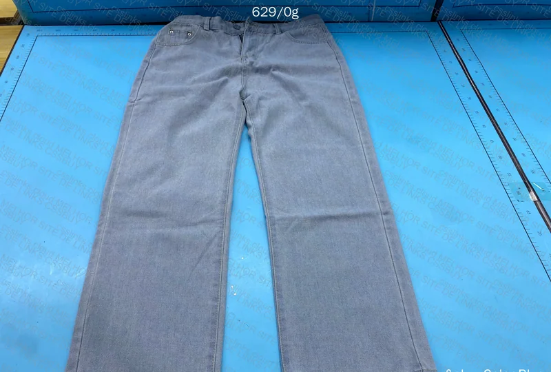 Blue Straight Pants with Measurements 7