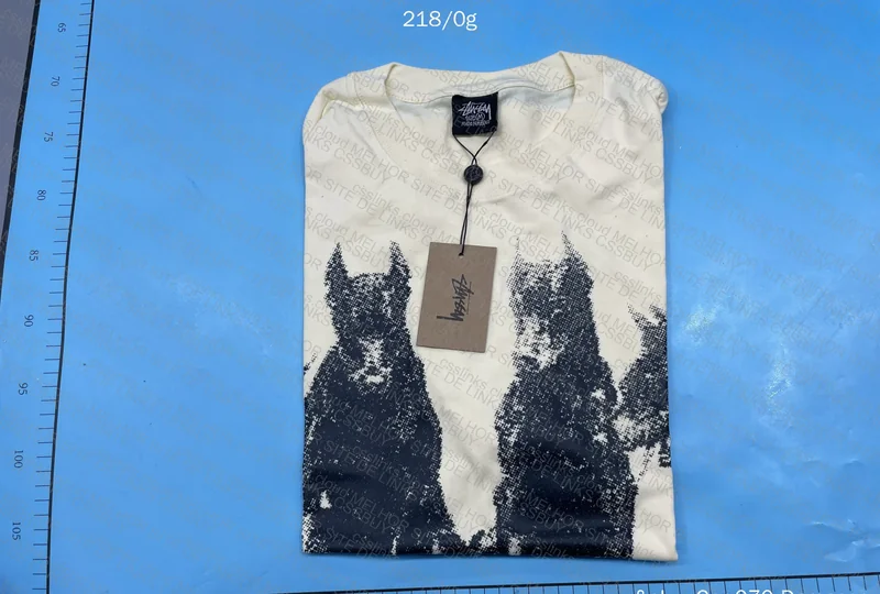 Beige Doberman Stussy T-Shirt + Measurements