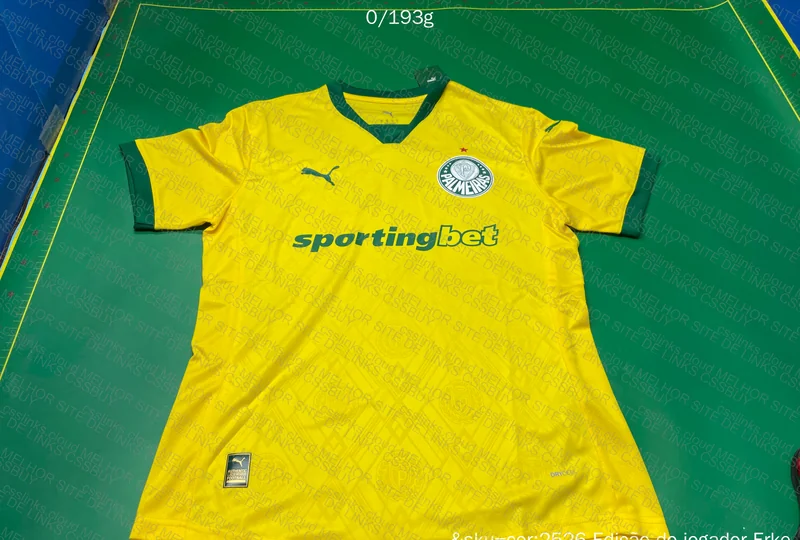 Palmeiras Yellow T-Shirt with Measurements
