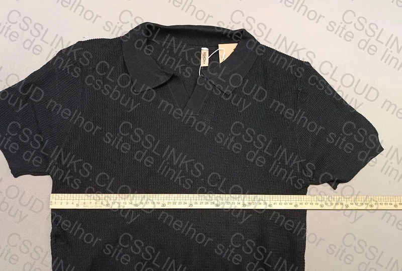 Ribbed Polo T-Shirt with Measurements 5