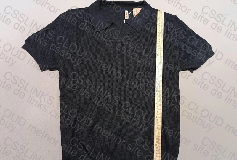 Ribbed Polo T-Shirt with Measurements 6