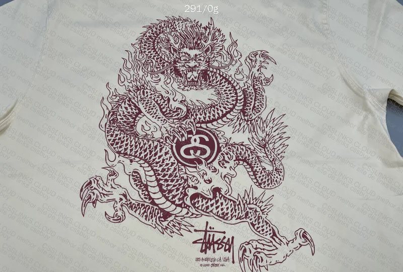 Stussy Dragon L T-Shirt (with Measurements)