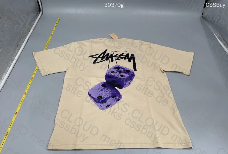 Stussy Purple Dice T-Shirt with Measurements