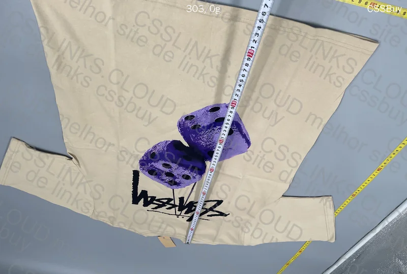 Stussy Purple Dice T-Shirt with Measurements 3
