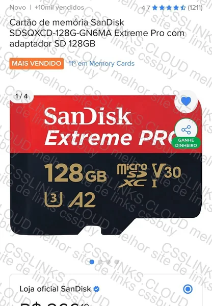 Cartão de memória SanDisk Extreme Pro 4