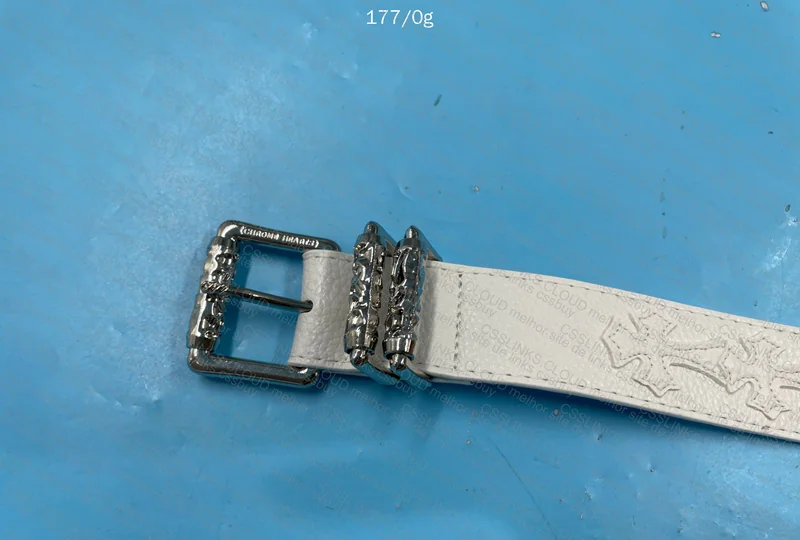 CHROME HEARTS WHITE LEATHER BELT 2