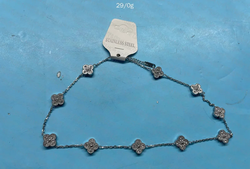 Van Cleef Stainless Steel Diamond Necklace (Supposedly)