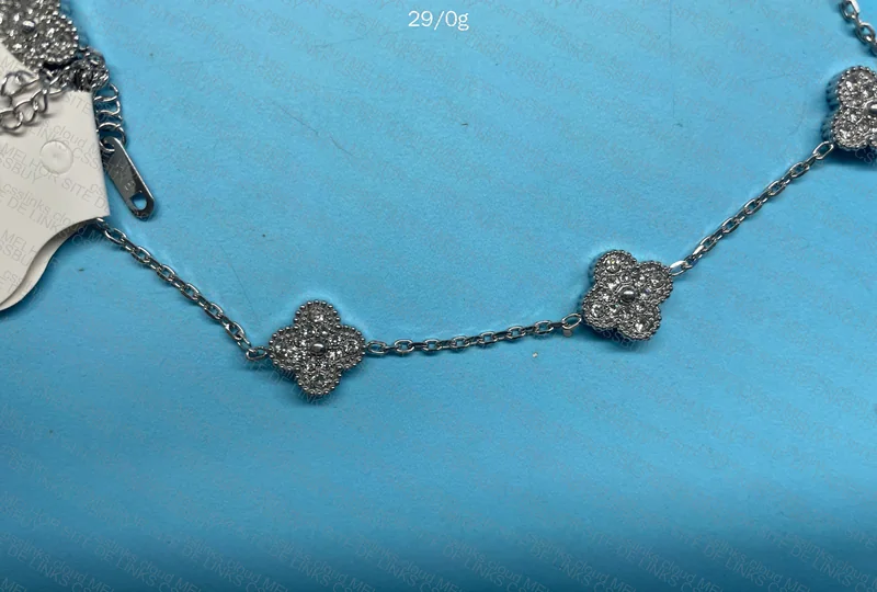 Van Cleef Stainless Steel Diamond Necklace (Supposedly) 3