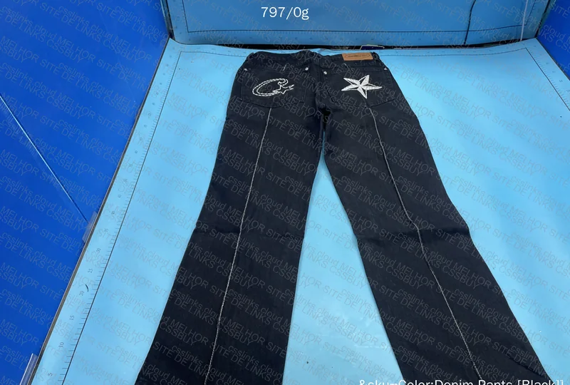 Corteiz C-Star Stitch-Down Jeans 'Black' 4