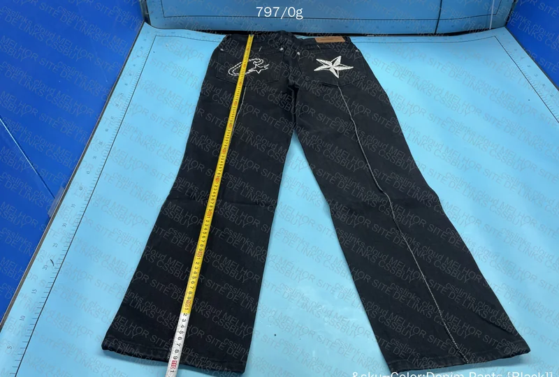 Corteiz C-Star Stitch-Down Jeans 'Black' 5