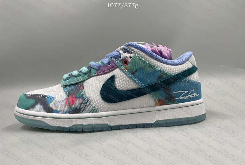 Futura Laboratories x Nike SB Dunk Low White and Geode Teal 5