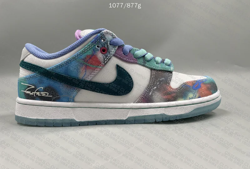 Futura Laboratories x Nike SB Dunk Low White and Geode Teal 8